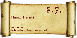 Haag Fanni névjegykártya